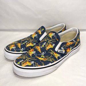 vans slip ons skeleton surfing pizza glow in the dark